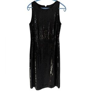 Vintage Silk Ralph Lauren Black Sequin Dress, Size 6